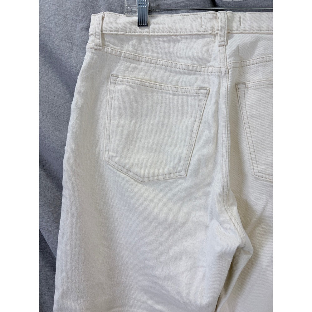 Abercrombie &‎ Fitch The 90s Relaxed Jean High Rise Cream Raw Hem 32 / 14 Short - Picture 6 of 9